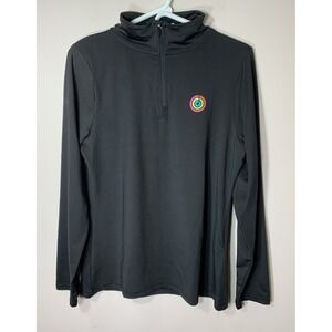 Apple Close Your Rings Pullover Quarter Zip Shirt Womens‎ M Black Long Sleeve